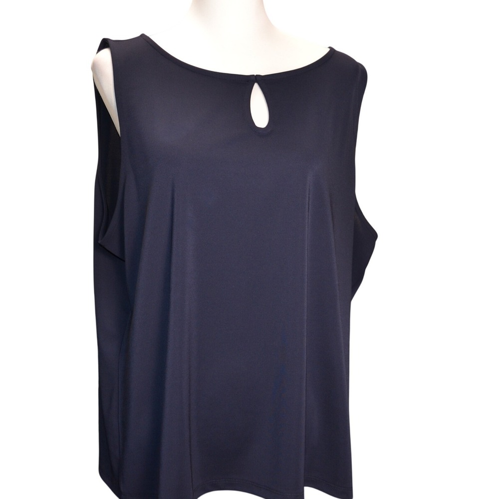 Talbots Plus Petite Navy Blue‎ Keyhole Neck Sleeveless Versatile Tank Size 3XP